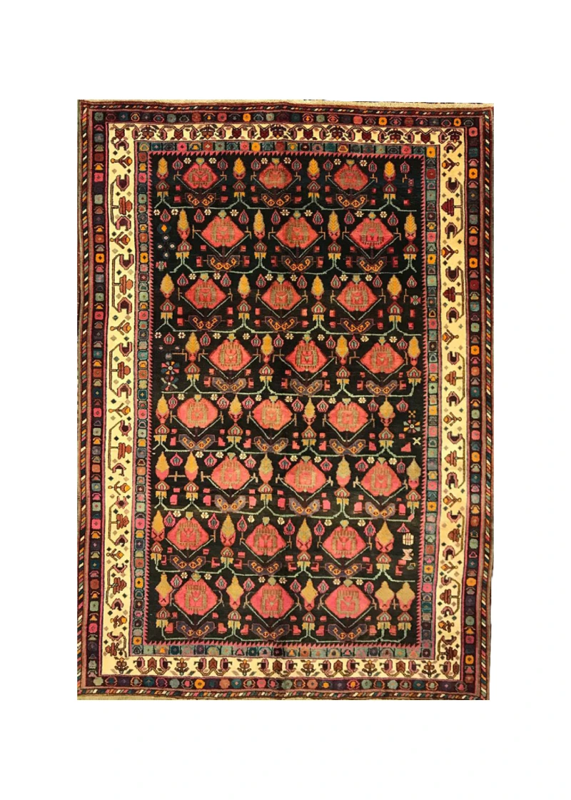 Handmade black Persian Afshar rug